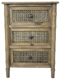 Cabinets Buffet Cabinet - 14" X 18" X 25" Rustic Wood  (Pine), Cane Cabinet with Drawers HomeRoots