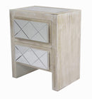 Cabinets Buffet Cabinet - 19'.6" X 13'.8" X 23'.6" White Washed MDF, Wood, Mirrored Glass Cabinet with Drawers and Mirrored Glass HomeRoots