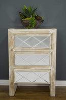 Cabinets Buffet Cabinet - 19'.6" X 13'.8" X 29" White Washed MDF, Wood, Mirrored Glass Accent Cabinet with Drawers and Mirrored Glass HomeRoots