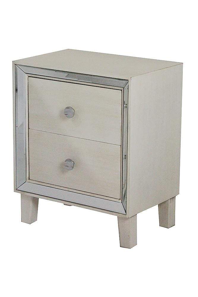 Cabinets Buffet Cabinet - 19'.7" X 13" X 23'.5" Antique White MDF, Wood, Mirrored Glass Accent Cabinet with a Door and Mirrored Glass HomeRoots