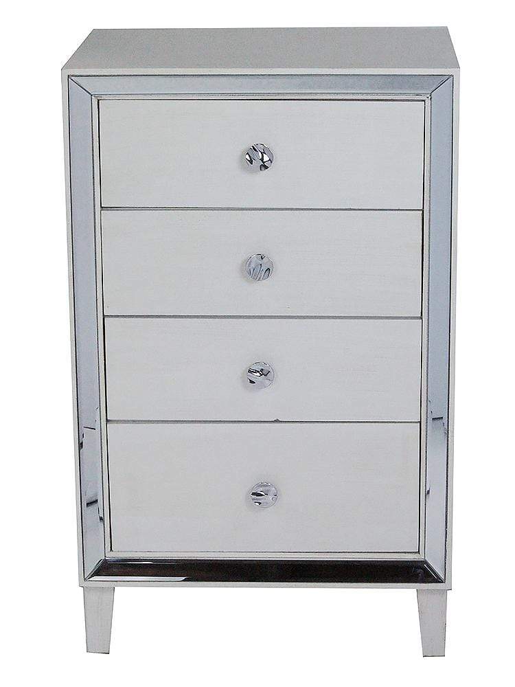 Cabinets Buffet Cabinet - 23" X 16" X 37'.25" Antique White MDF, Wood, Mirrored Glass Accent Cabinet with Drawers and Mirrored Glass HomeRoots