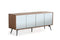 Cabinets Buffet Cabinet - 30" Walnut Veneer, Glass, and Metal Buffet HomeRoots