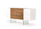 Cabinets Buffet Cabinet - 30" White and Walnut Veneer, MDF, Glass, and Steel Floating Buffet HomeRoots