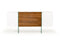 Cabinets Buffet Cabinet - 30" White and Walnut Veneer, MDF, Glass, and Steel Floating Buffet HomeRoots