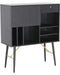 Cabinets Buffet Cabinet - 32" Black MDF and Glass Buffet HomeRoots
