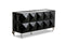 Cabinets Buffet Cabinet - 33" Black Lacquer MDF and Steel Buffet with 3 Doors HomeRoots