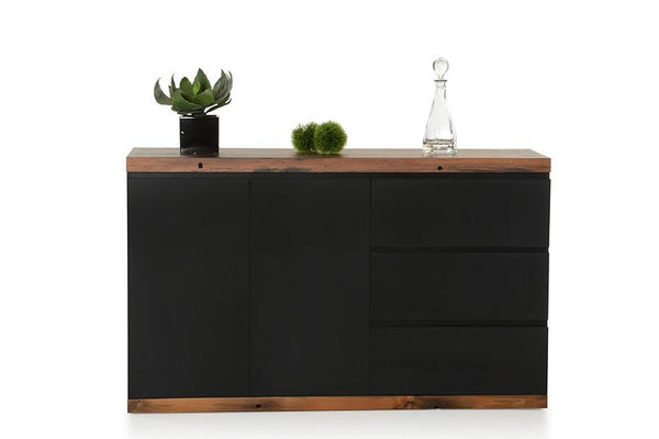 Cabinets Buffet Cabinet - 34" Black MDF and Ship Wood Buffet HomeRoots