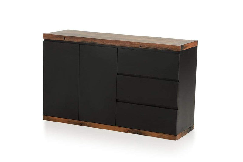 Cabinets Buffet Cabinet - 34" Black MDF and Ship Wood Buffet HomeRoots