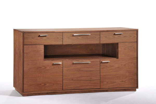 Cabinets Buffet Cabinet - 34" Walnut Veneer and MDF Buffet HomeRoots