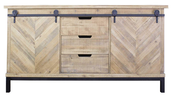 Cabinets Buffet Cabinet - 58" X 18" X 33" Natural Wood Iron, Wood, MDF Buffet Cabinet with Doors and Drawers HomeRoots