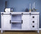 Cabinets Buffet Cabinet - 58" X 18" X 34" Distressed Light Grey Iron, Wood, MDF Accent Cabinet with Doors and Drawers HomeRoots