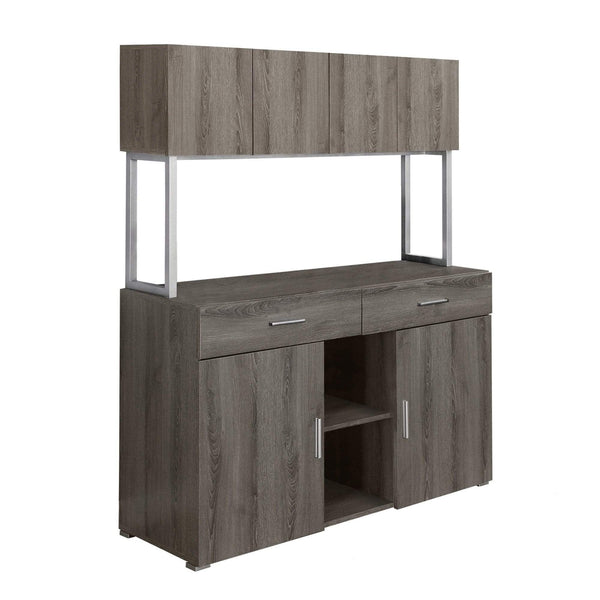 Cabinets Cabinet - 16'.25" x 47'.25" x 60" Dark Taupe, Silver, Particle Board, Hollow-Core, Metal - Office Cabinet HomeRoots
