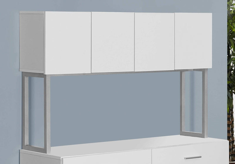 Cabinets Cabinet - 16'.25" x 47'.25" x 60" White, Silver, Particle Board, Hollow-Core, Metal - Office Cabinet HomeRoots