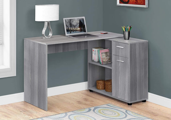Cabinets Cabinet - 29.5" Grey Particle Board and Laminate Computer Desk with a Storage Cabinet HomeRoots