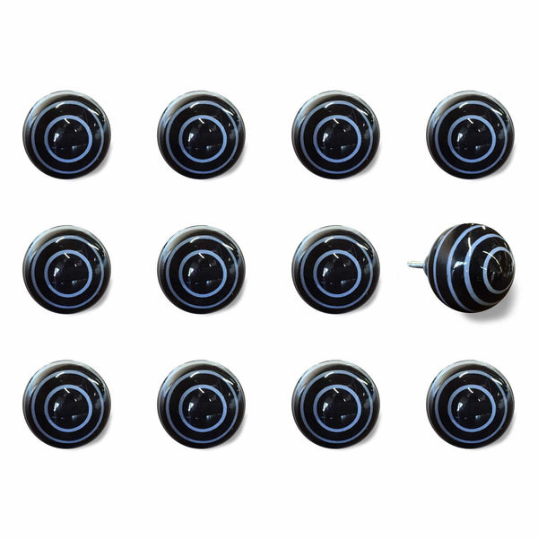 Cabinets Cabinet Knobs - 1.5" x 1.5" x 1.5" Black and Light Blue- Knobs 12-Pack HomeRoots