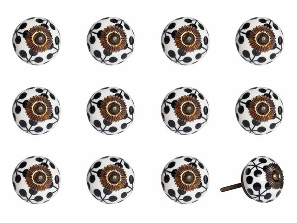 Cabinets Cabinet Knobs - 1.5" x 1.5" x 1.5" Black, White and Cooper- Knobs 12-Pack HomeRoots