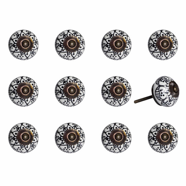 Cabinets Cabinet Knobs - 1.5" x 1.5" x 1.5" Black/White/Copper - Knobs 12-Pack HomeRoots