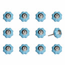 Cabinets Cabinet Knobs - 1.5" x 1.5" x 1.5" Light Blue and Silver - Knobs 12-Pack HomeRoots