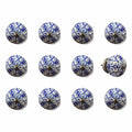 Cabinets Cabinet Knobs - 1.5" x 1.5" x 1.5" White, Blue and Silver- Knobs 12-Pack HomeRoots