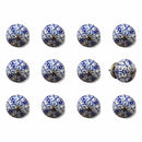 Cabinets Cabinet Knobs - 1.5" x 1.5" x 1.5" White, Blue and Silver- Knobs 12-Pack HomeRoots