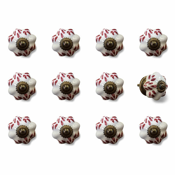 Cabinets Cabinet Knobs - 1.5" x 1.5" x 1.5" White, Burgundy and Copper- Knobs 12-Pack HomeRoots