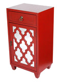 Cabinets Cabinets To Go - 16'.75" X 12'.75" X 30'.75" Red MDF, Wood, Mirrored Glass Accent Cabinet with a Drawer and Door & Arabesque Inserts HomeRoots