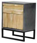 Cabinets Cabinets To Go - 22" X 14" X 27" Gray W/ Distressed Wood MDF, Wood, Iron Cabinet with a Drawer and a Door HomeRoots