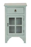 Cabinets Corner Cabinet - 18" X 13" X 30" Aqua MDF, Wood, Clear Glass Accent Cabinet with a Drawer and Door and Paned Inserts HomeRoots