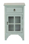 Cabinets Corner Cabinet - 18" X 13" X 30" Aqua MDF, Wood, Clear Glass Accent Cabinet with a Drawer and Door and Paned Inserts HomeRoots