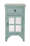 Cabinets Corner Cabinet - 18" X 13" X 30" Aqua MDF, Wood, Mirrored Glass Accent Cabinet with a Drawer and Door and Paned Inserts HomeRoots