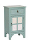 Cabinets Corner Cabinet - 18" X 13" X 30" Aqua MDF, Wood, Mirrored Glass Accent Cabinet with a Drawer and Door and Paned Inserts HomeRoots