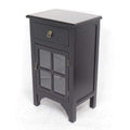 Cabinets Corner Cabinet - 18" X 13" X 30" Black MDF, Wood, Clear Glass Accent Cabinet with a Drawer and Door and Paned Inserts HomeRoots