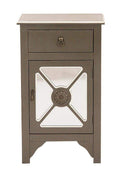 Cabinets Corner Cabinet - 18" X 13" X 30" Gray MDF, Wood, Mirrored Glass Accent Cabinet with a Drawer and Door & Trellis Inserts HomeRoots