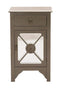 Cabinets Corner Cabinet - 18" X 13" X 30" Gray MDF, Wood, Mirrored Glass Accent Cabinet with a Drawer and Door & Trellis Inserts HomeRoots