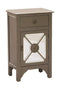 Cabinets Corner Cabinet - 18" X 13" X 30" Gray MDF, Wood, Mirrored Glass Accent Cabinet with a Drawer and Door & Trellis Inserts HomeRoots