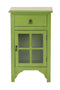 Cabinets Corner Cabinet - 18" X 13" X 30" Green MDF, Wood, Clear Glass Accent Cabinet with a Drawer and Door and Paned Inserts HomeRoots