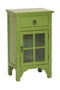 Cabinets Corner Cabinet - 18" X 13" X 30" Green MDF, Wood, Clear Glass Accent Cabinet with a Drawer and Door and Paned Inserts HomeRoots