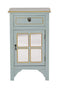 Cabinets Corner Cabinet - 18" X 13" X 30" Light Blue W/ Gold MDF, Wood, Mirrored Glass Accent Cabinet with a Drawer and a Gold Door HomeRoots