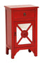 Cabinets Corner Cabinet - 18" X 13" X 30" Red MDF, Wood, Mirrored Glass Accent Cabinet with a Drawer and Door and Trellis Inserts HomeRoots