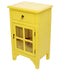 Cabinets Corner Cabinet - 18" X 13" X 30" Yellow MDF, Wood, Clear Glass Accent Cabinet with a Drawer and Door and Paned Inserts HomeRoots