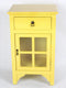 Cabinets Corner Cabinet - 18" X 13" X 30" Yellow MDF, Wood, Clear Glass Accent Cabinet with a Drawer and Door and Paned Inserts HomeRoots