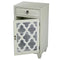 Cabinets Corner Kitchen Cabinet - 16'.75" X 12'.75" X 30'.75" Beige MDF, Wood, Clear Glass Accent Cabinet with a Drawer and Door & Arabesque Inserts HomeRoots