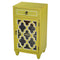 Cabinets Corner Kitchen Cabinet - 16'.75" X 12'.75" X 30'.75" Yellow MDF, Wood, Clear Glass Accent Cabinet with a Drawer and Door & Arabesque Inserts HomeRoots