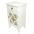 Cabinets Corner Kitchen Cabinet - 18" X 13" X 30" Antique White MDF, Wood, Clear Glass Cabinet with a Drawer and a Door HomeRoots