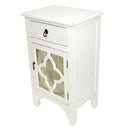 Cabinets Corner Kitchen Cabinet - 18" X 13" X 30" Antique White MDF, Wood, Clear Glass Cabinet with a Drawer and a Door HomeRoots