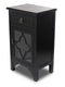 Cabinets Corner Kitchen Cabinet - 18" X 13" X 30" Black MDF, Wood, Clear Glass Accent Cabinet with a Drawer and Door & Quatrefoil Inserts HomeRoots