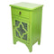 Cabinets Corner Kitchen Cabinet - 18" X 13" X 30" Green MDF, Wood, Clear Glass Accent Cabinet with a Drawer and Door & Quatrefoil Inserts HomeRoots