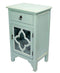 Cabinets Corner Kitchen Cabinet - 18" X 13" X 30" Light Blue MDF, Wood, Clear Glass Cabinet with a Drawer and a Door HomeRoots