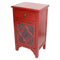 Cabinets Corner Kitchen Cabinet - 18" X 13" X 30" Red MDF, Wood, Clear Glass Accent Cabinet with a Drawer and Door & Quatrefoil Inserts HomeRoots