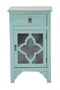 Cabinets Corner Kitchen Cabinet - 18" X 13" X 30" Turquoise MDF, Wood, Clear Glass Accent Cabinet with a Drawer and Door & Mirror Inserts HomeRoots
